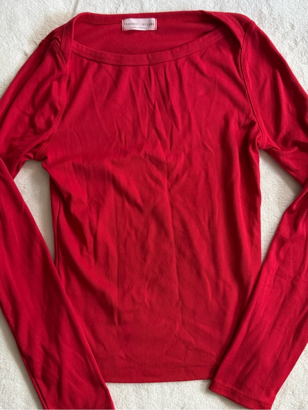 Marshalls Long Sleeve Scoop Neck Top in Red